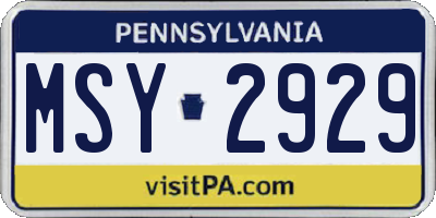 PA license plate MSY2929