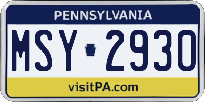 PA license plate MSY2930