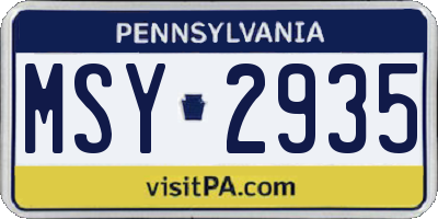 PA license plate MSY2935