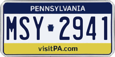 PA license plate MSY2941