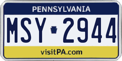 PA license plate MSY2944
