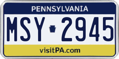 PA license plate MSY2945