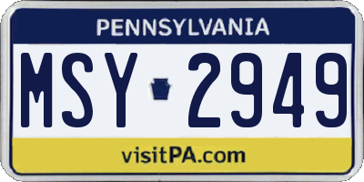 PA license plate MSY2949