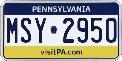 PA license plate MSY2950