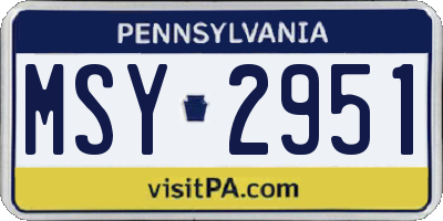 PA license plate MSY2951