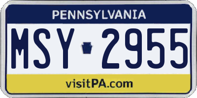 PA license plate MSY2955