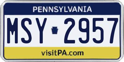 PA license plate MSY2957