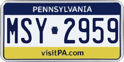 PA license plate MSY2959