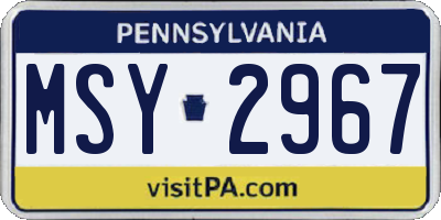 PA license plate MSY2967