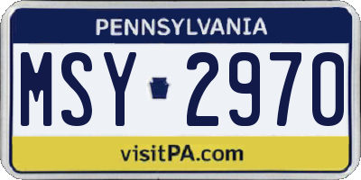 PA license plate MSY2970