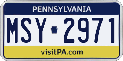 PA license plate MSY2971