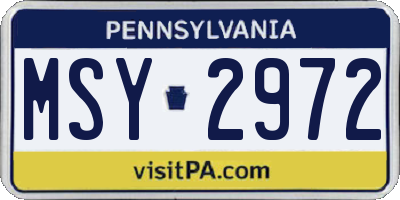 PA license plate MSY2972