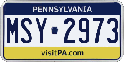 PA license plate MSY2973