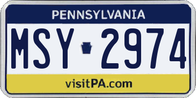 PA license plate MSY2974
