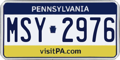 PA license plate MSY2976