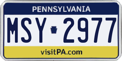 PA license plate MSY2977