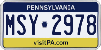 PA license plate MSY2978