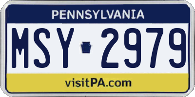 PA license plate MSY2979