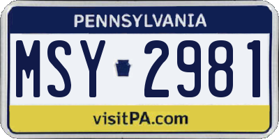 PA license plate MSY2981