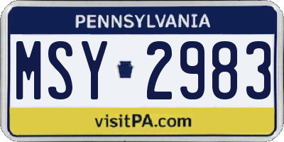 PA license plate MSY2983