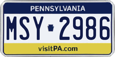 PA license plate MSY2986