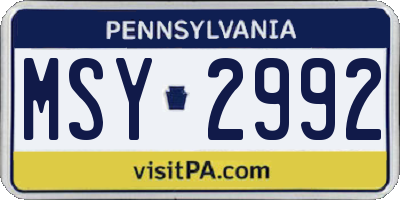 PA license plate MSY2992