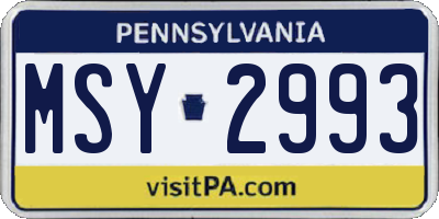 PA license plate MSY2993