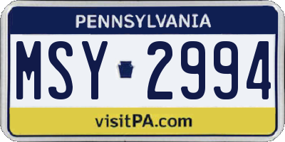 PA license plate MSY2994