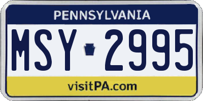 PA license plate MSY2995