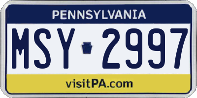 PA license plate MSY2997