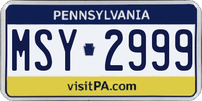 PA license plate MSY2999