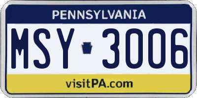 PA license plate MSY3006