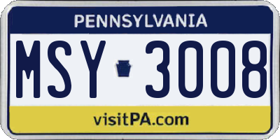 PA license plate MSY3008