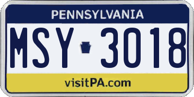 PA license plate MSY3018