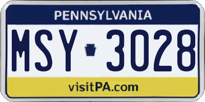 PA license plate MSY3028