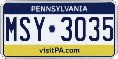 PA license plate MSY3035