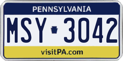 PA license plate MSY3042