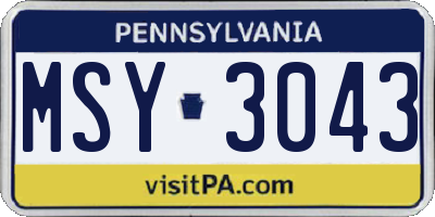 PA license plate MSY3043