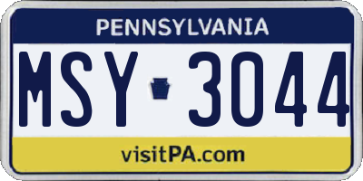 PA license plate MSY3044