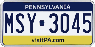 PA license plate MSY3045