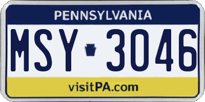 PA license plate MSY3046
