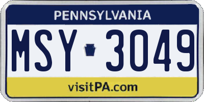 PA license plate MSY3049