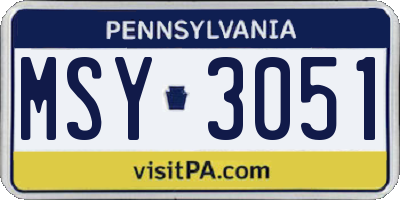 PA license plate MSY3051
