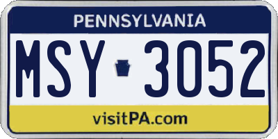 PA license plate MSY3052