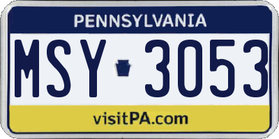 PA license plate MSY3053