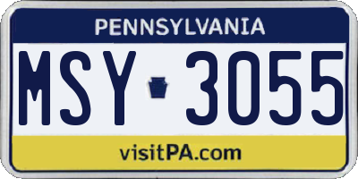 PA license plate MSY3055