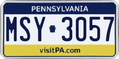 PA license plate MSY3057