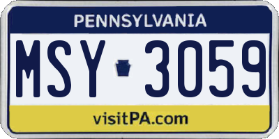 PA license plate MSY3059
