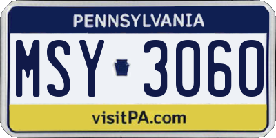 PA license plate MSY3060