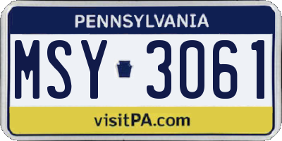 PA license plate MSY3061